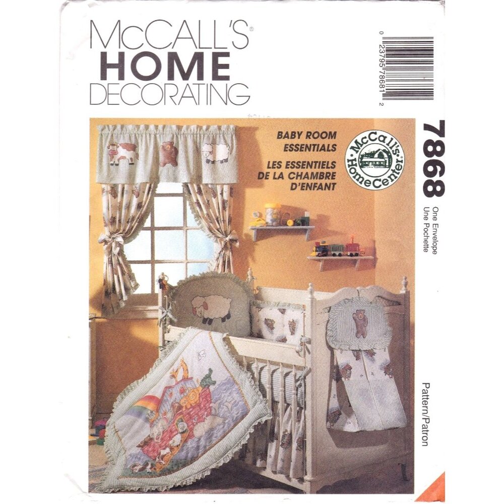 UNCUT Vintage Sewing PATTERN McCalls Crafts 7868, Home Center 1995 Nursery Decor